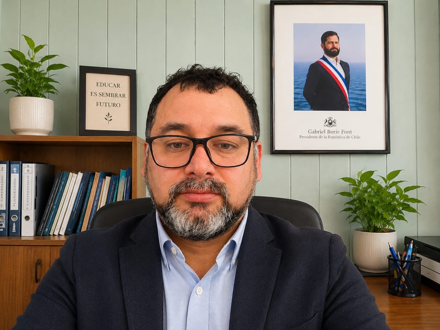 Claudio Gómez, Director Interino de la Escuela Rural Pullinque, en una fotografía institucional