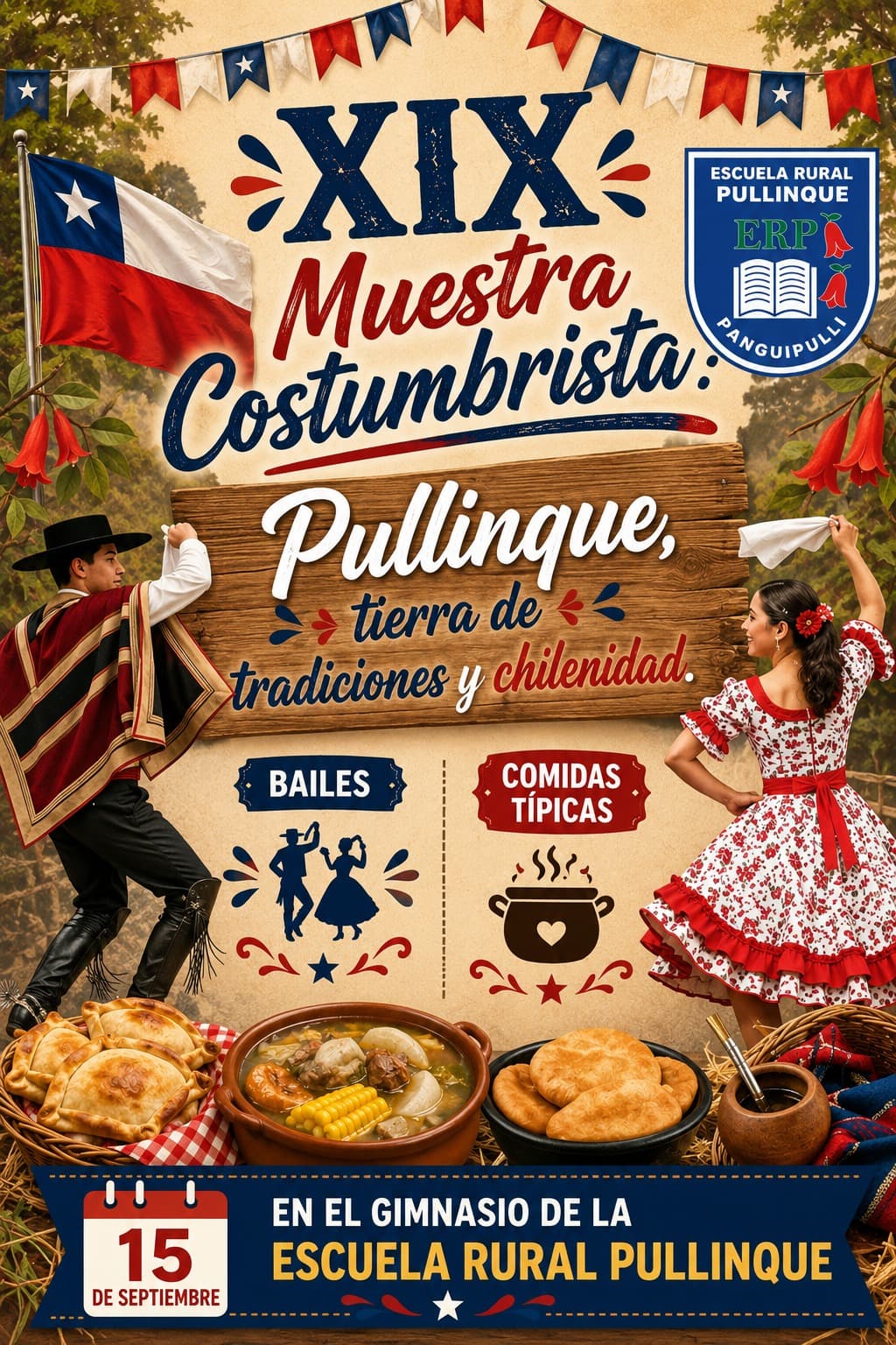 Invitación institucional a la XIX Muestra Costumbrista de la Escuela Rural Pullinque